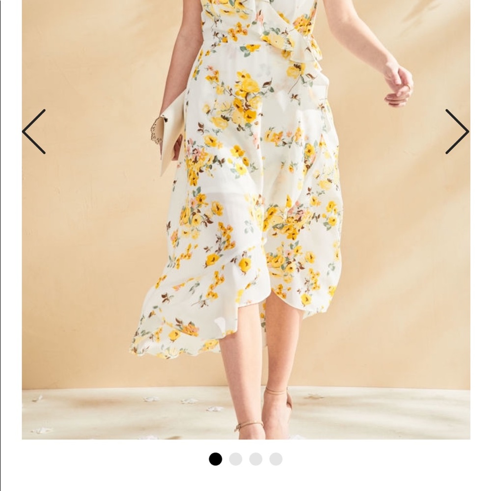 NWT 🌟Charming Charlie Yellow Floral Wrap Dress - Picture 6 of 7